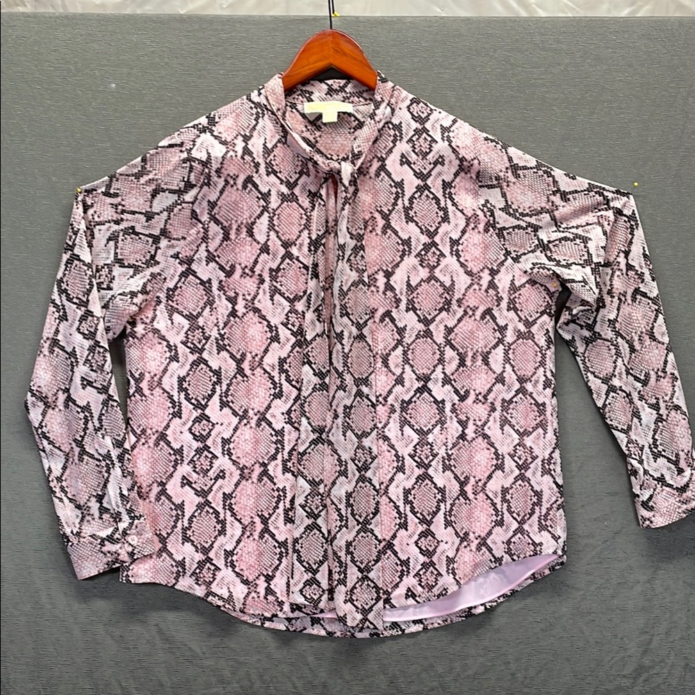 Michael Kors‎ Pink Relaxed Blouse with Mandarin Collar
